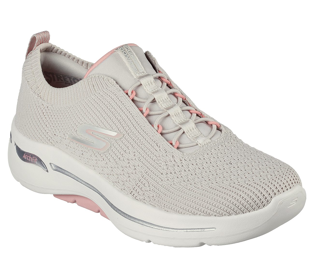 Skechers Taupe/Pink Go Walk Arch Fit C Womens Lace Up Shoes - Style ID ...