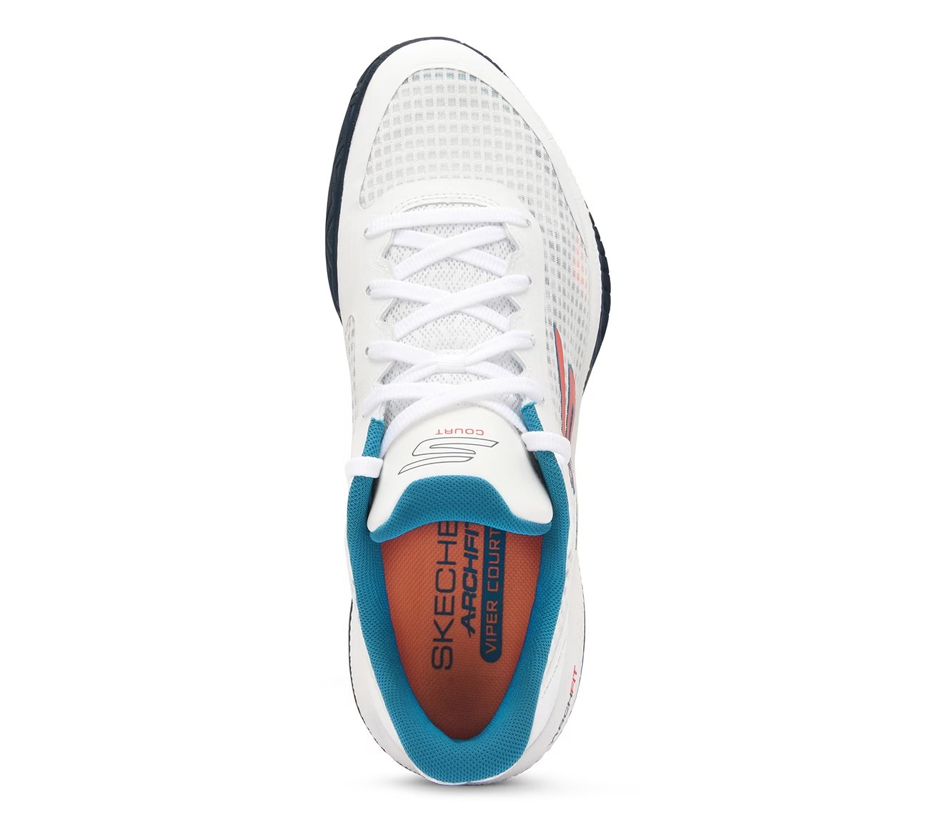 Skechers Viper Court Pro - Pickleball, WHITE/TURQUOISE Footwear Top View