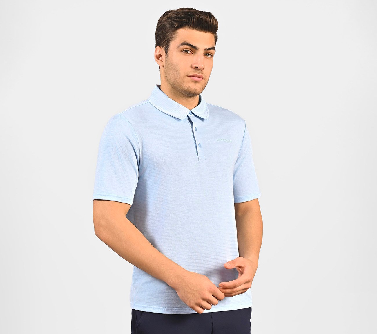 GODRI PREMIER STRIPE POLO, NAT/LT. BLUE Apparel Bottom View