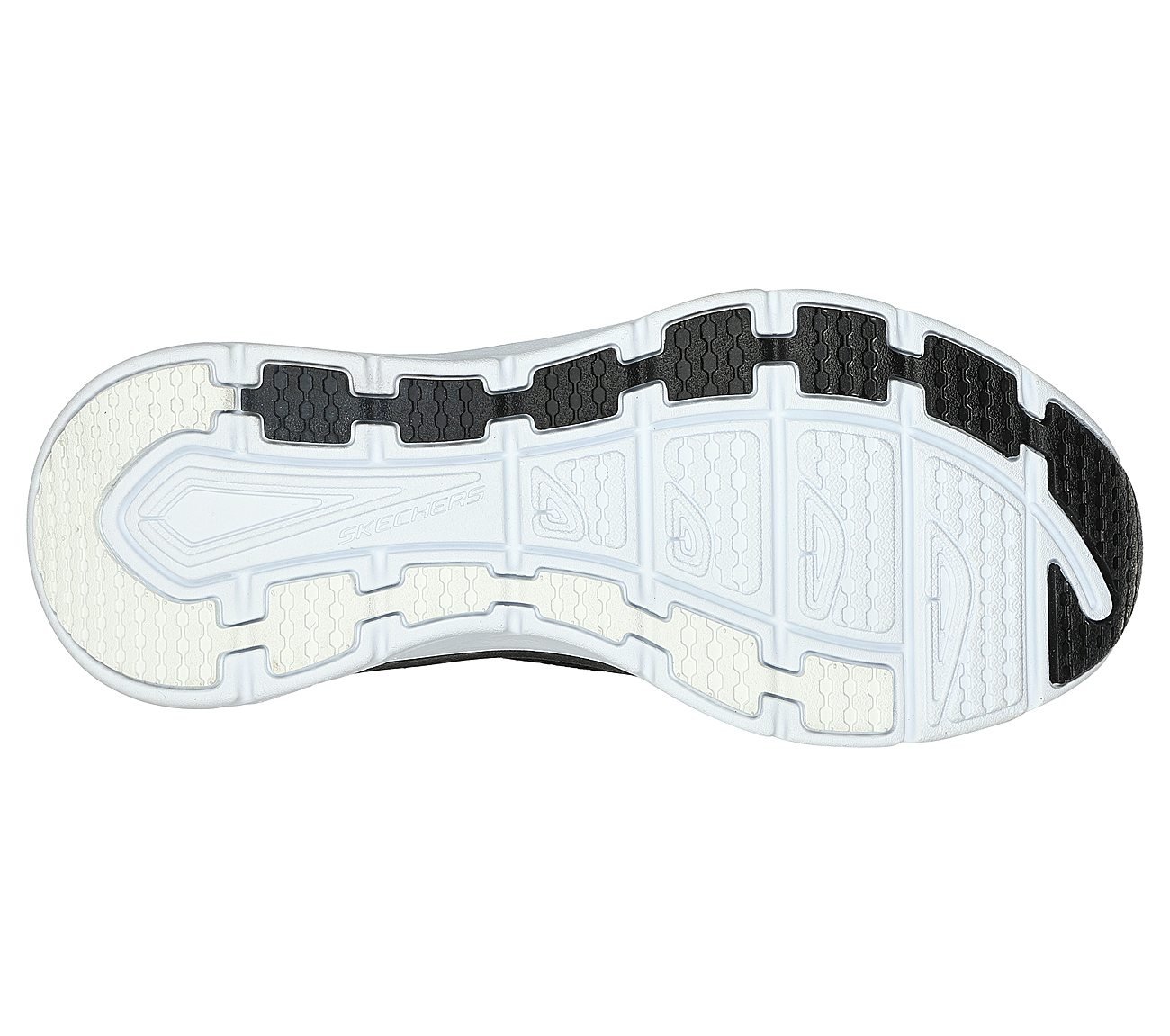 Skechers Slip-ins Relaxed Fit®: D'Lux Walker - Homebound, BLACK/WHITE Footwear Bottom View