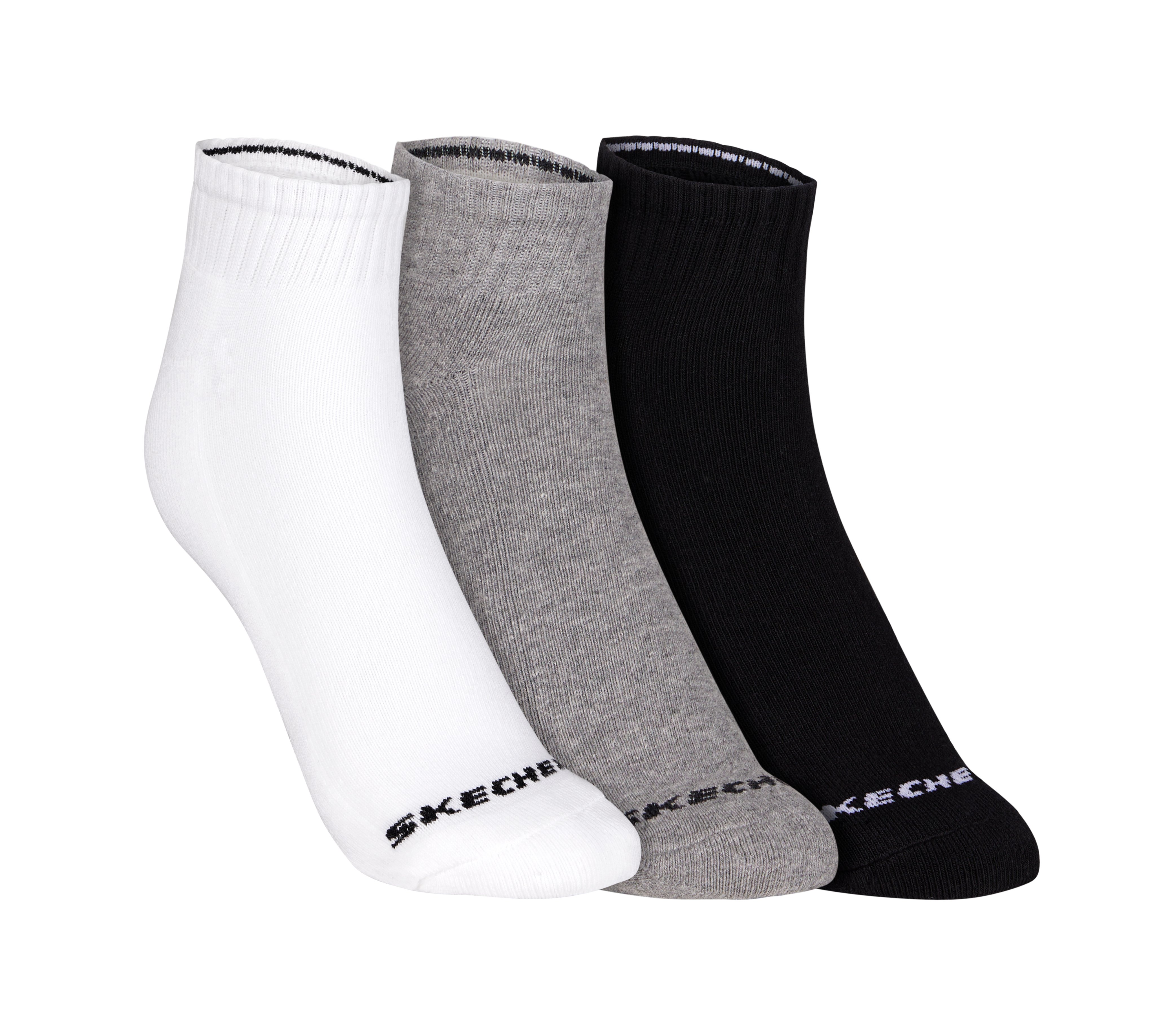 3PK MENS 1/2 TERRY ANKLE, WHITE/BLACK/GREY Accessories Lateral View