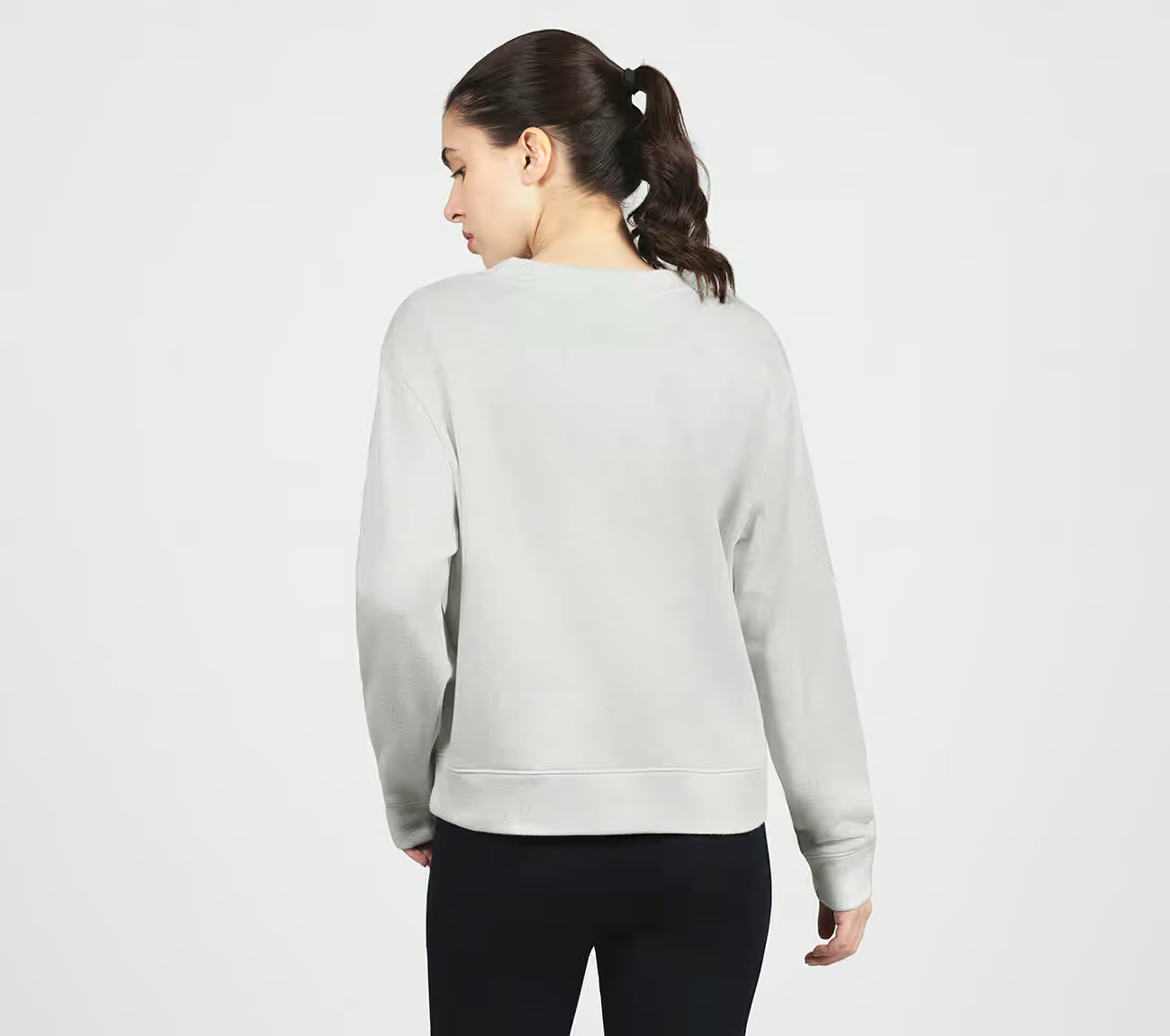 SKECH-SWEATS SHIMMER  V-NECK, GREY Apparel Left View