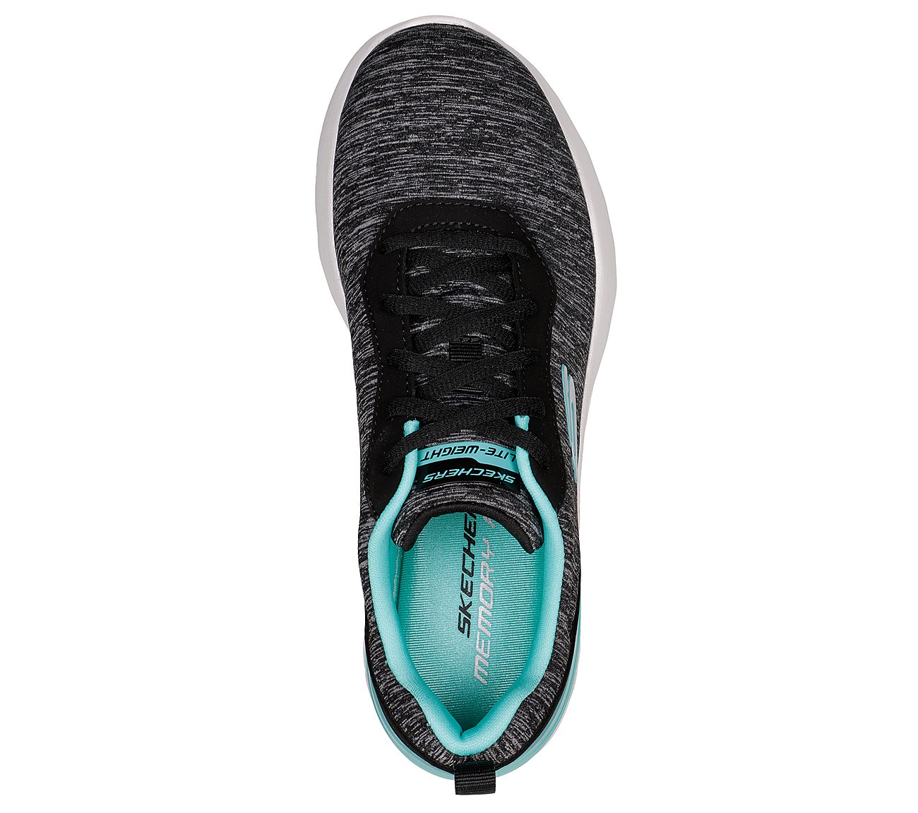 SKECH-AIR DYNAMIGHT-PURE SERE, BLACK/AQUA Footwear Top View