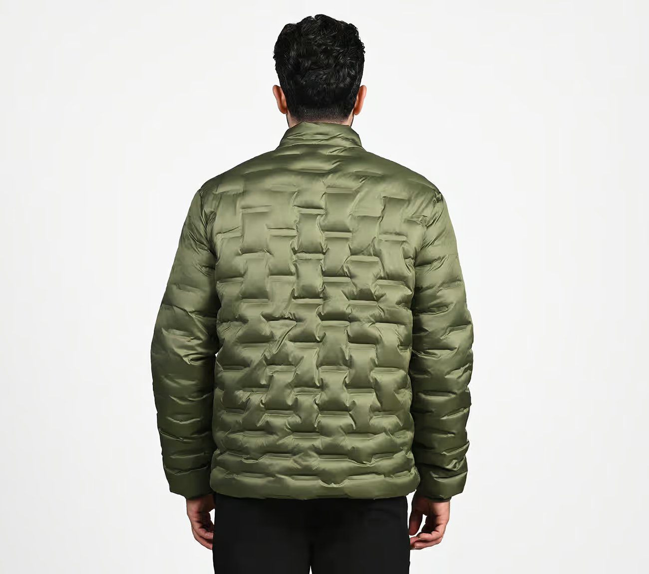 PUFFER FZ JACKET WITH ZIPPER, OOLIVE Apparel Left View