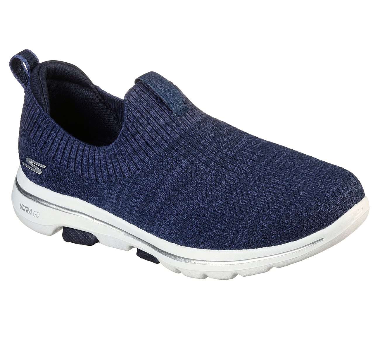 GO WALK 5 - TRENDY, NAVY/WHITE Footwear Lateral View