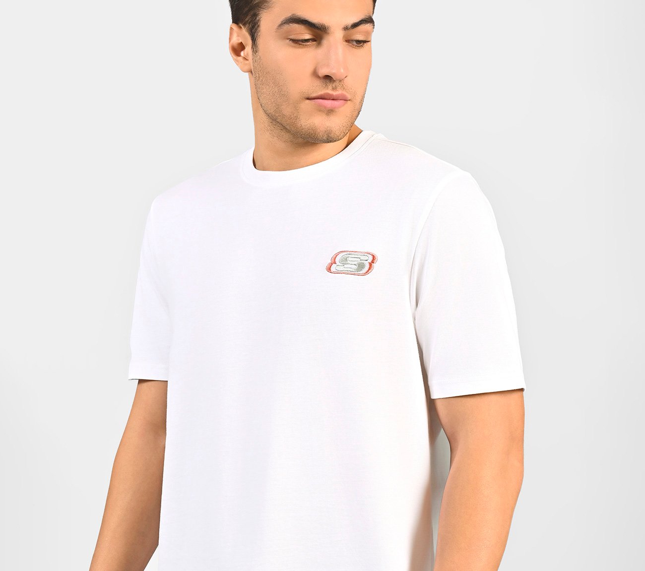 MENS BASIC LOGO  CREW NECK, WHITE Apparel Right View