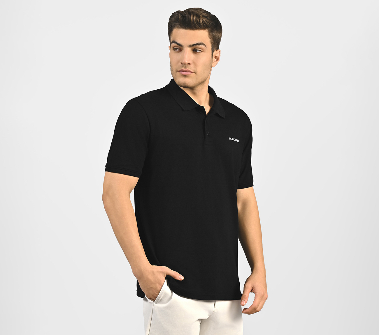 MENS CORE POLO, BLACK Apparel Bottom View