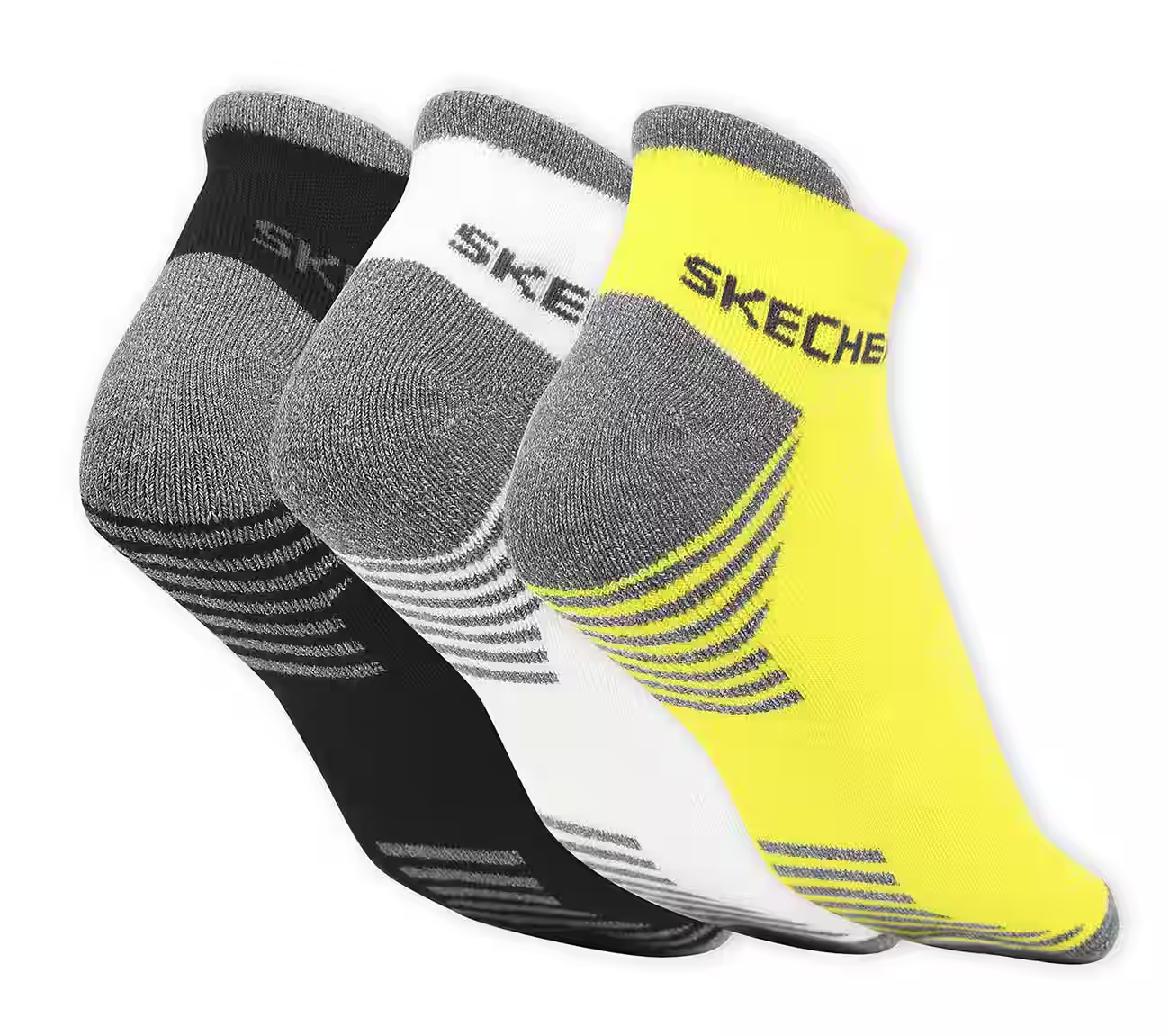 3 Pack MENS HALF TERRY LOW CUT SOCKS, BLACK/YELLOW Accessories Top View