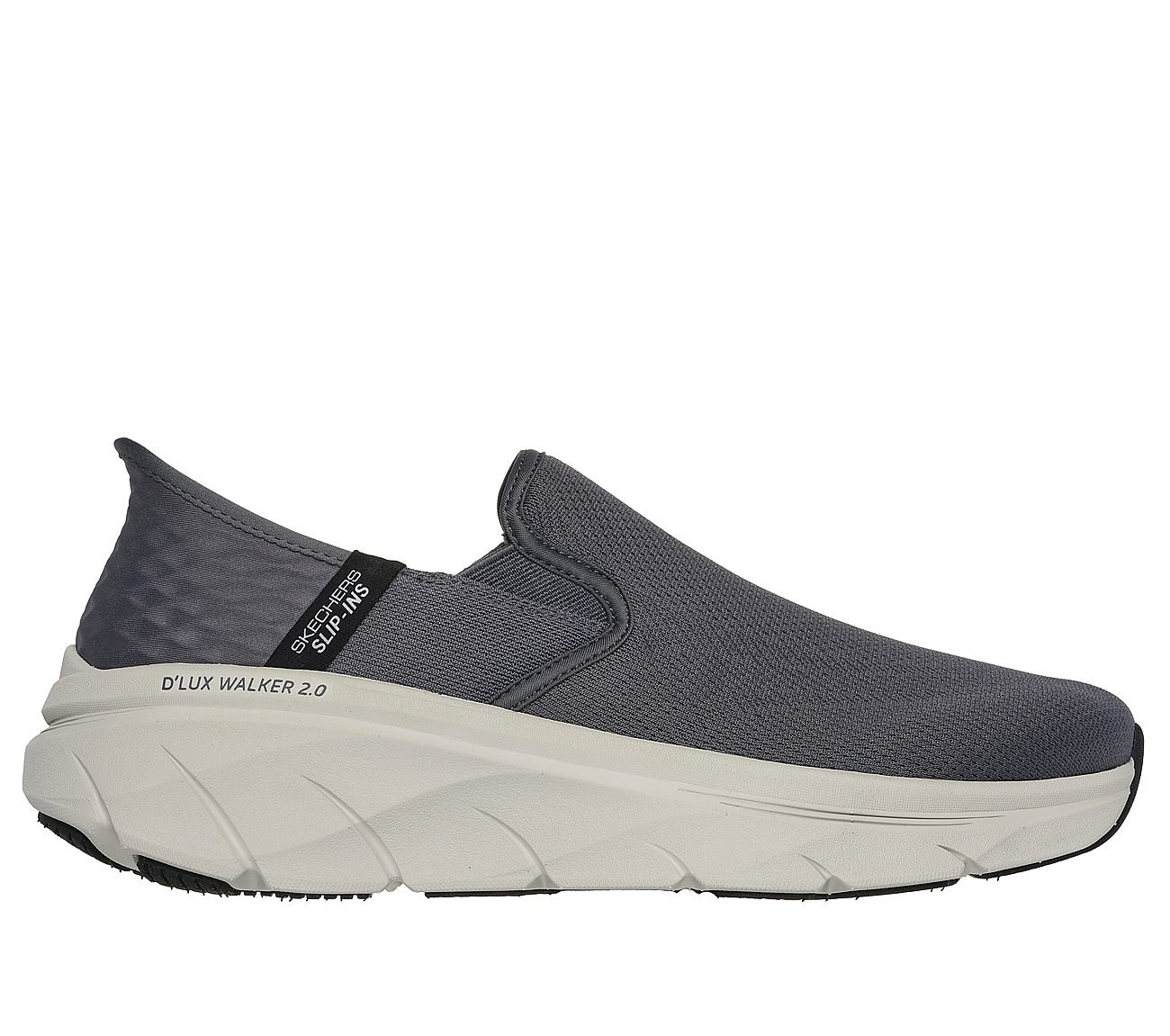 SKECHERS SLIP-INS RF: D'LUX WALKER 2.0 - REELER, CCHARCOAL Footwear Lateral View