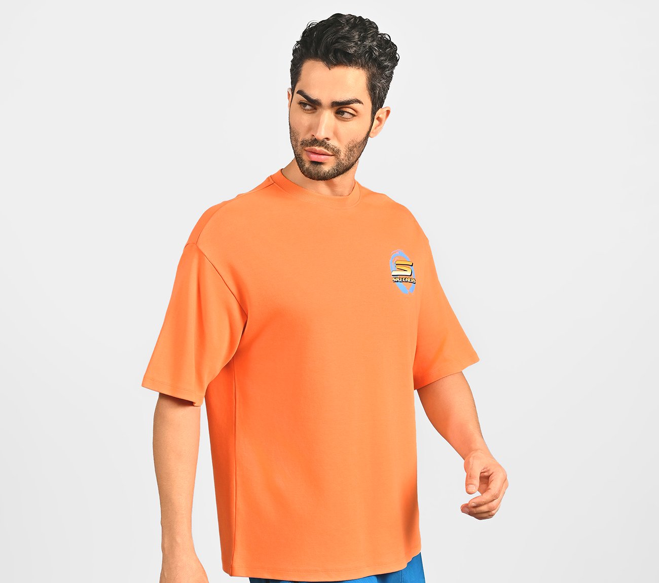 PICKLEBALL OVERSIZE T-SHIRT, TURQUOISE/CORAL Apparel Top View