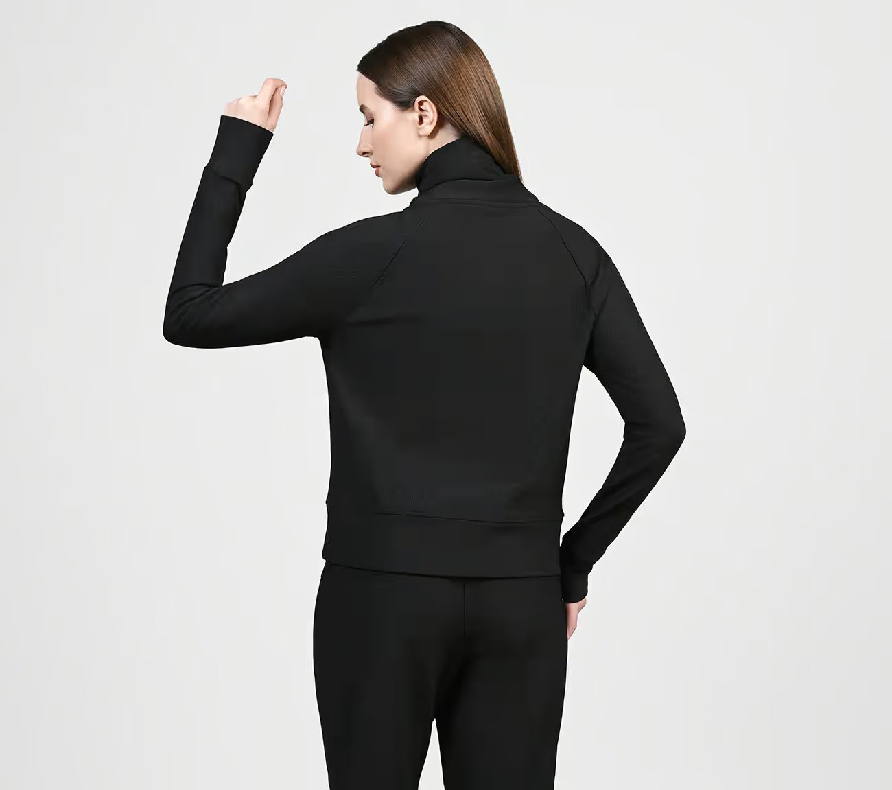 GOLUXE RIB MOCK NECK, BBBBLACK Apparel Left View